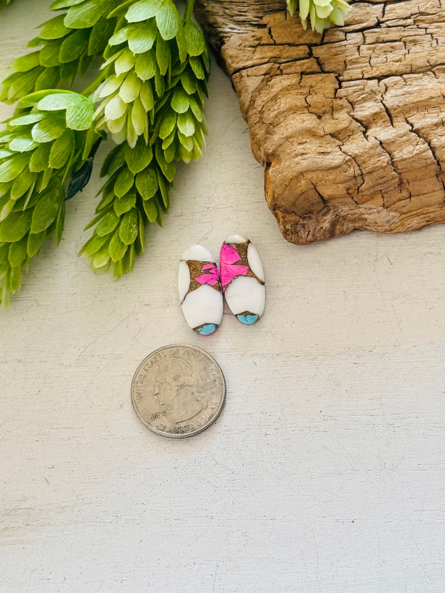Cotton Candy Dahlia Composite Matching Earring Cabs