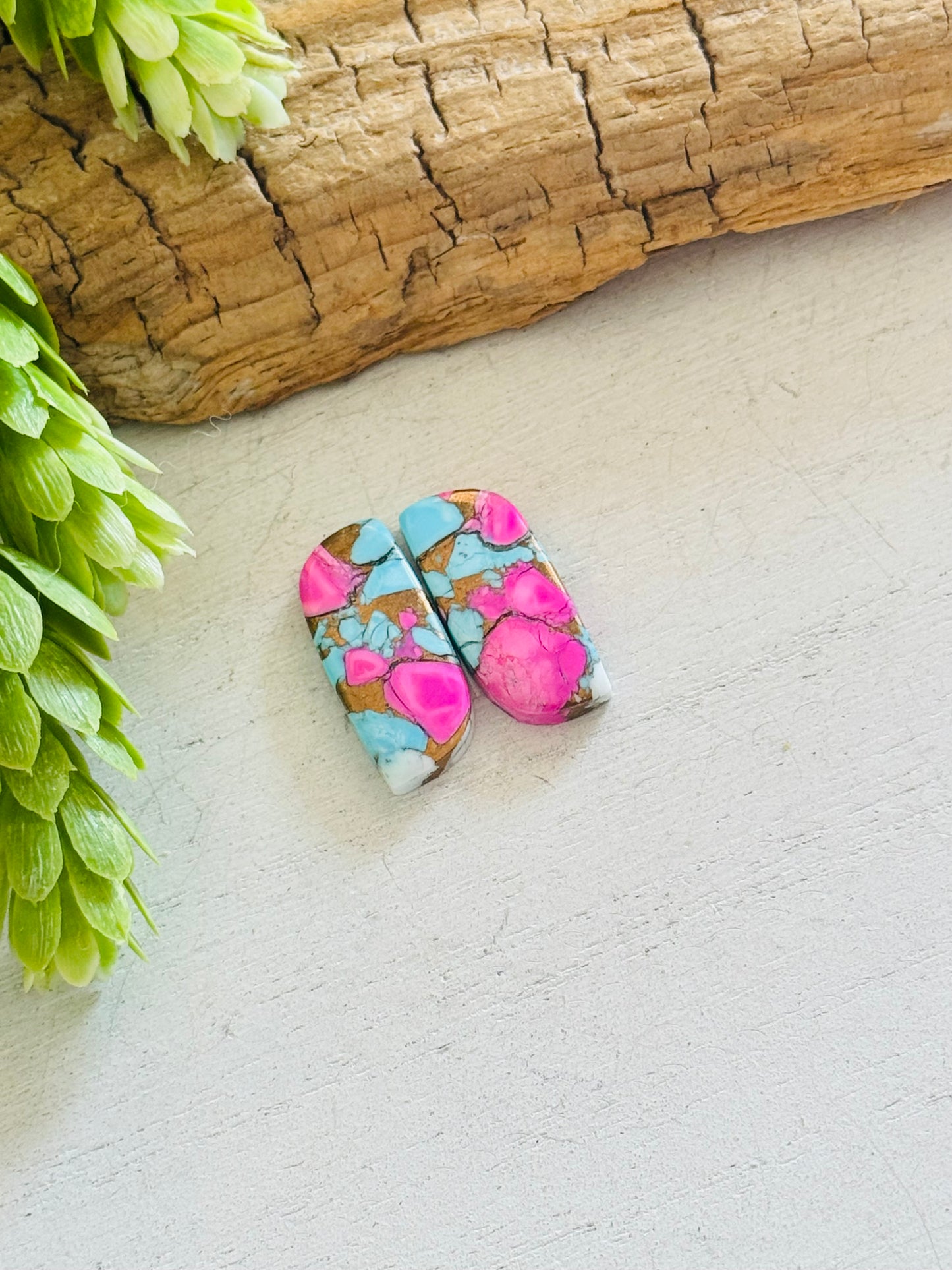 Cotton Candy Dahlia Composite Matching Earring Cabs