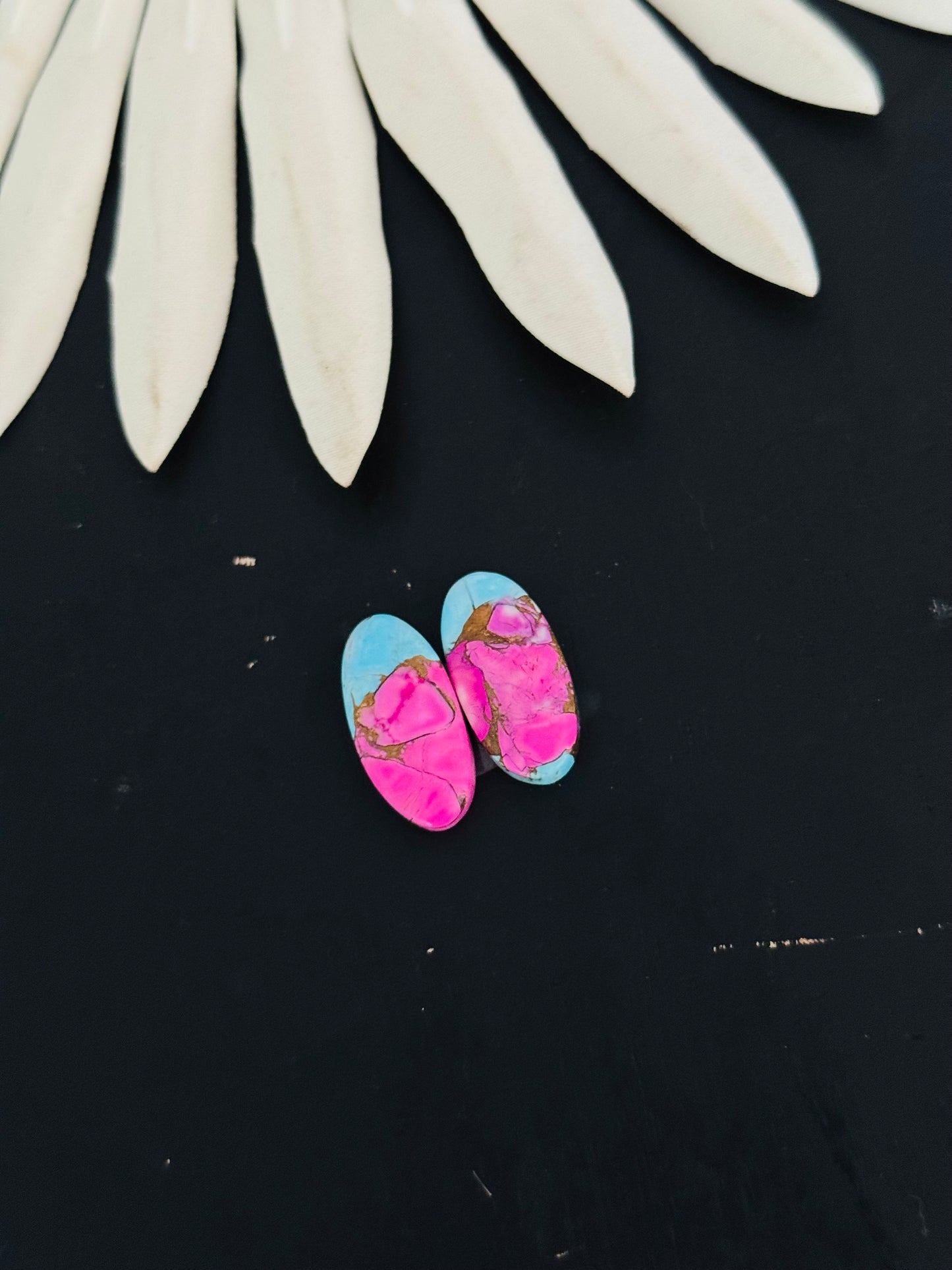 Cotton Candy Dahlia Composite Matching Earring Cabs