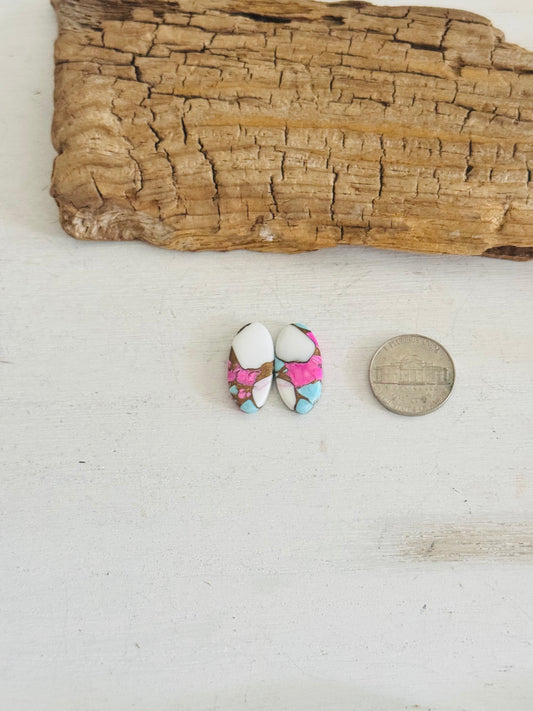 Cotton Candy Dahlia Composite Matching Earring Cabs