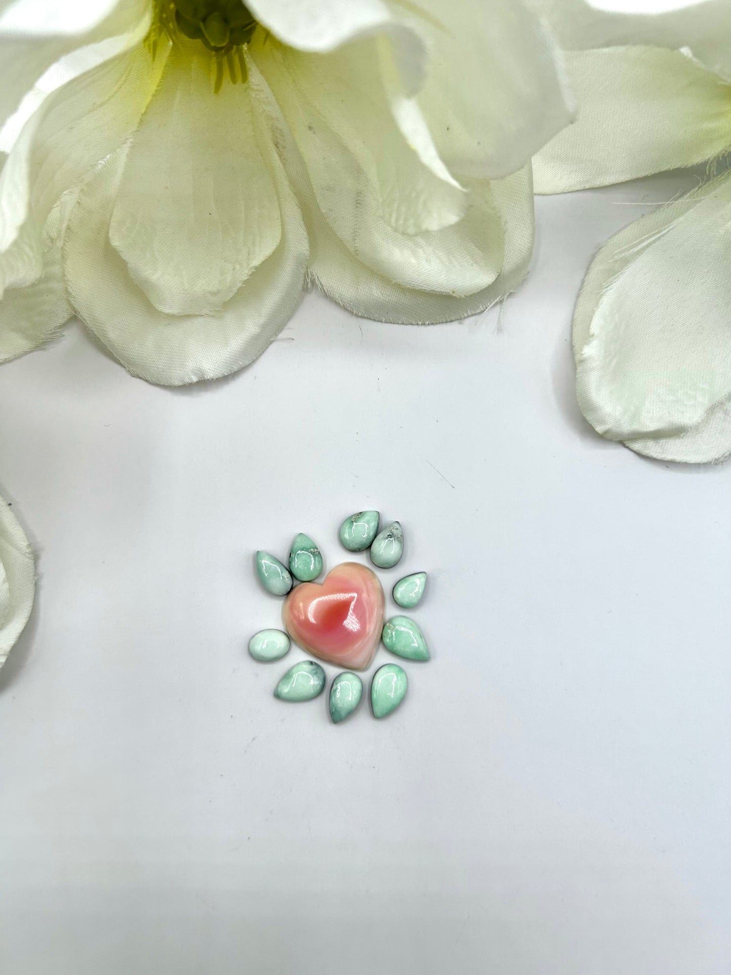 Paloma Variscite/Pink Conch Cabs