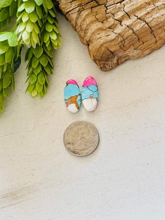 Cotton Candy Dahlia Composite Matching Earring Cabs