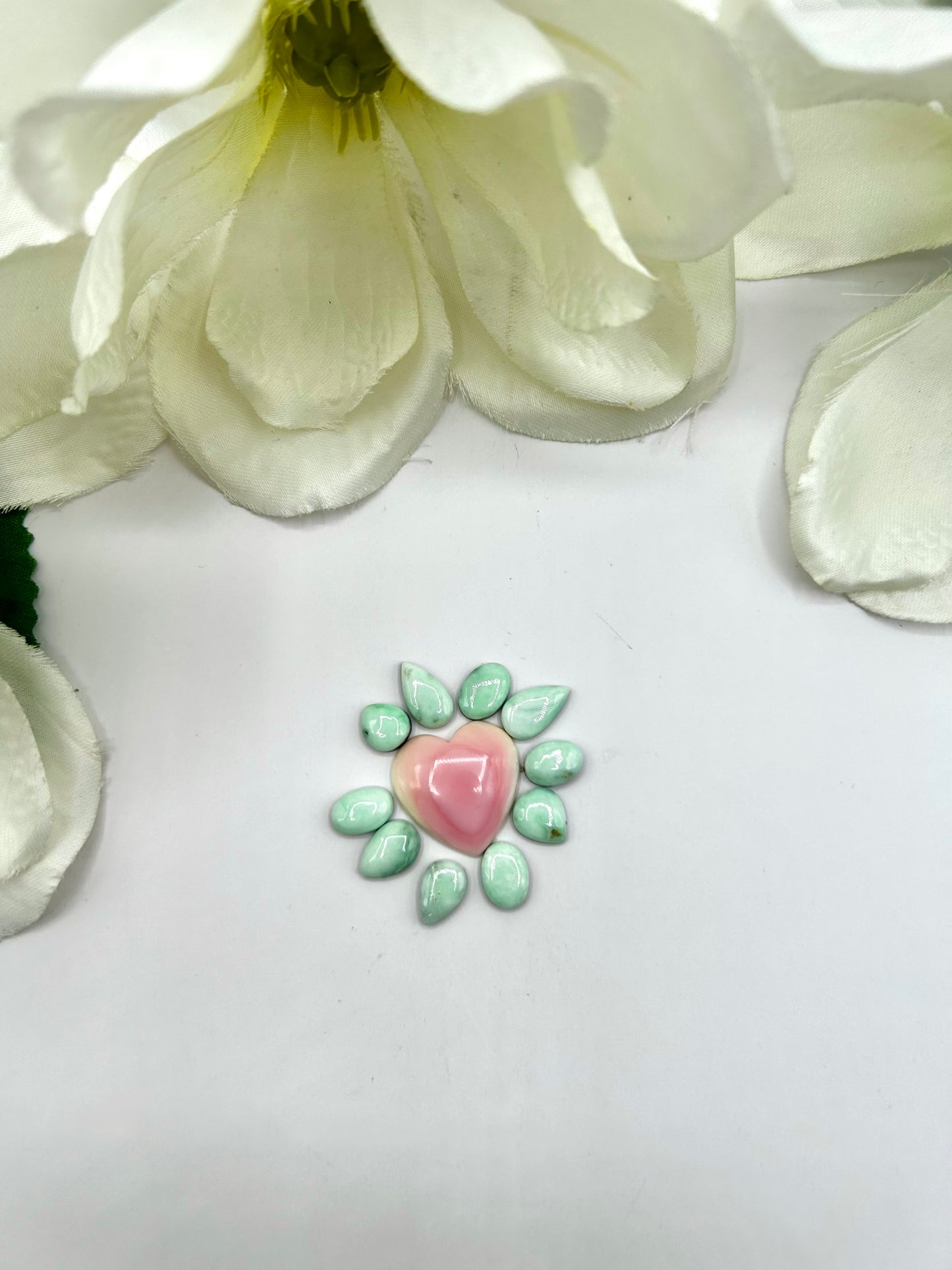 Paloma Variscite/Pink Conch Cabs