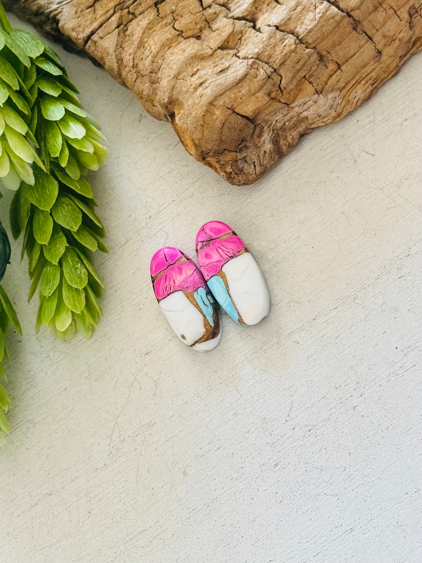Cotton Candy Dahlia Composite Matching Earring Cabs