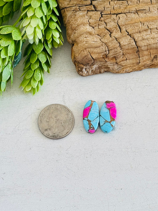 Cotton Candy Dahlia Composite Matching Earring Cabs