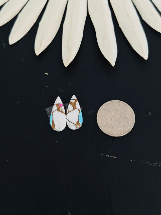 Cotton Candy Dahlia Composite Matching Earring Cabs