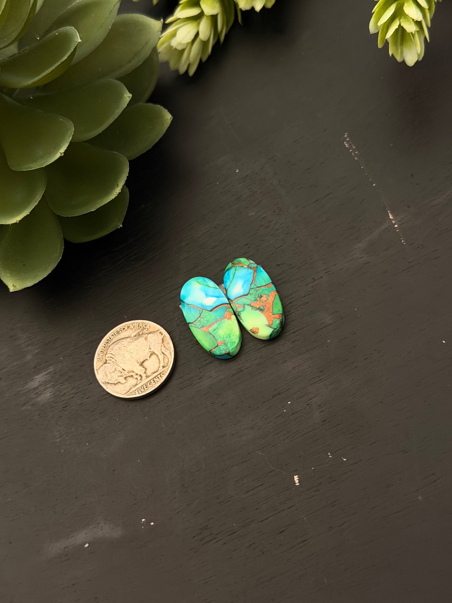 Peacock Dahlia Composite Earring Set