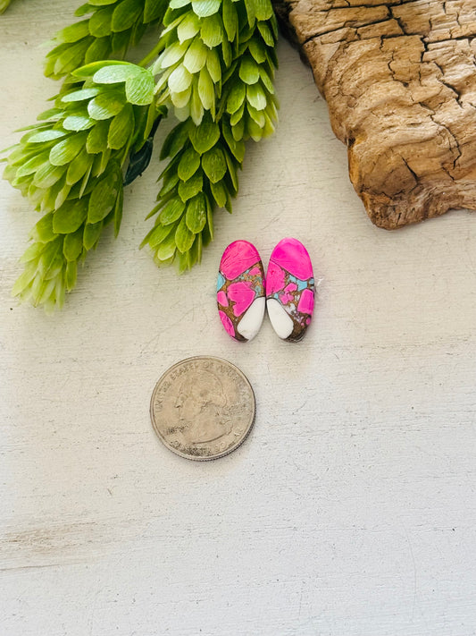 Cotton Candy Dahlia Composite Matching Earring Cabs