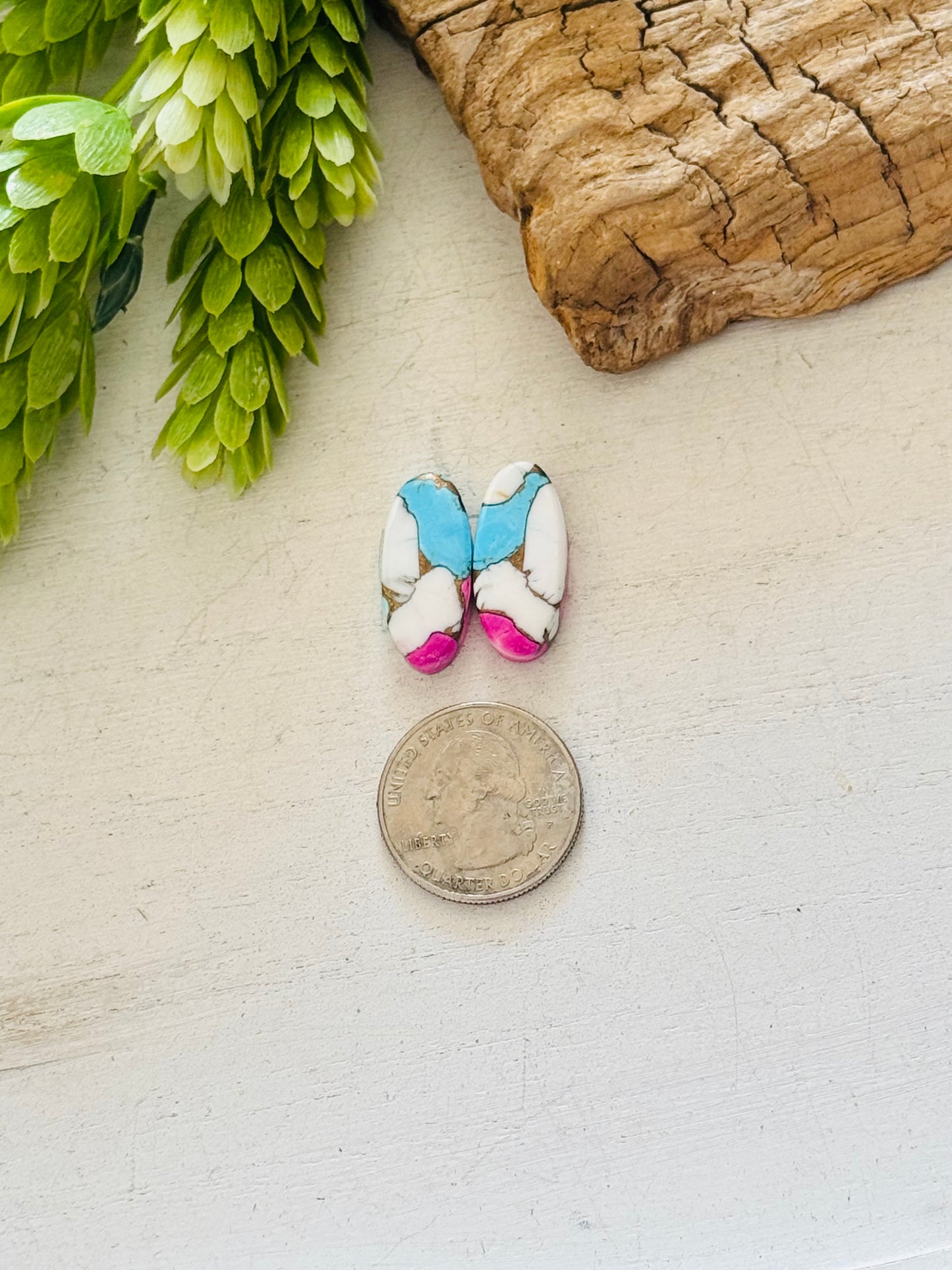 Cotton Candy Dahlia Composite Matching Earring Cabs