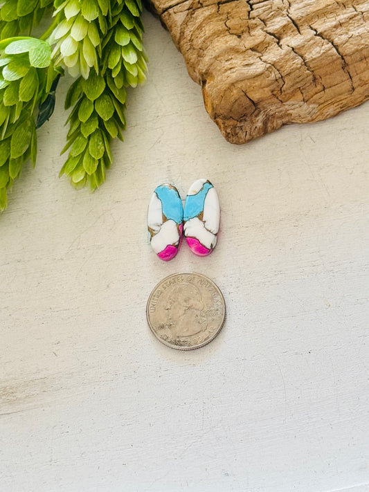 Cotton Candy Dahlia Composite Matching Earring Cabs