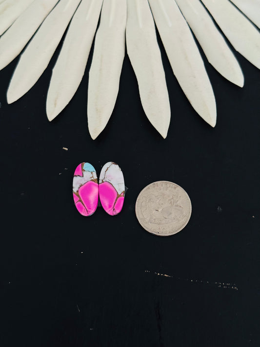 Cotton Candy Dahlia Composite Matching Earring Cabs