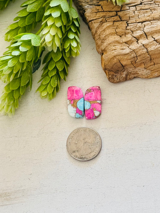 Cotton Candy Dahlia Composite Matching Earring Cabs