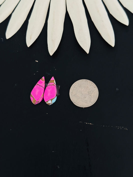 Cotton Candy Dahlia Composite Matching Earring Cabs