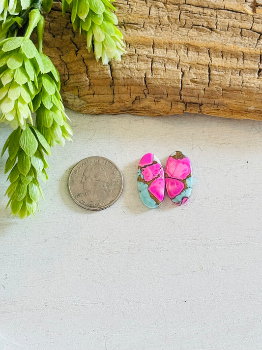 Cotton Candy Dahlia Composite Matching Earring Cabs