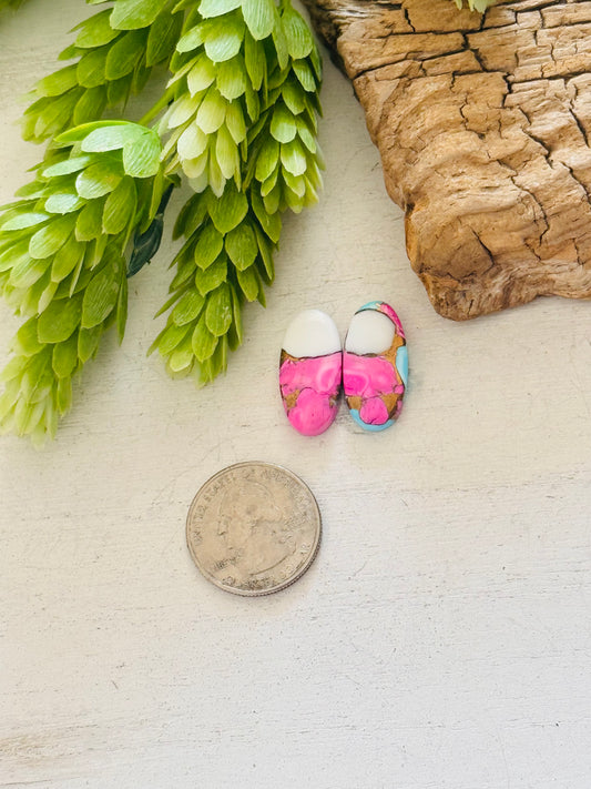Cotton Candy Dahlia Composite Matching Earring Cabs