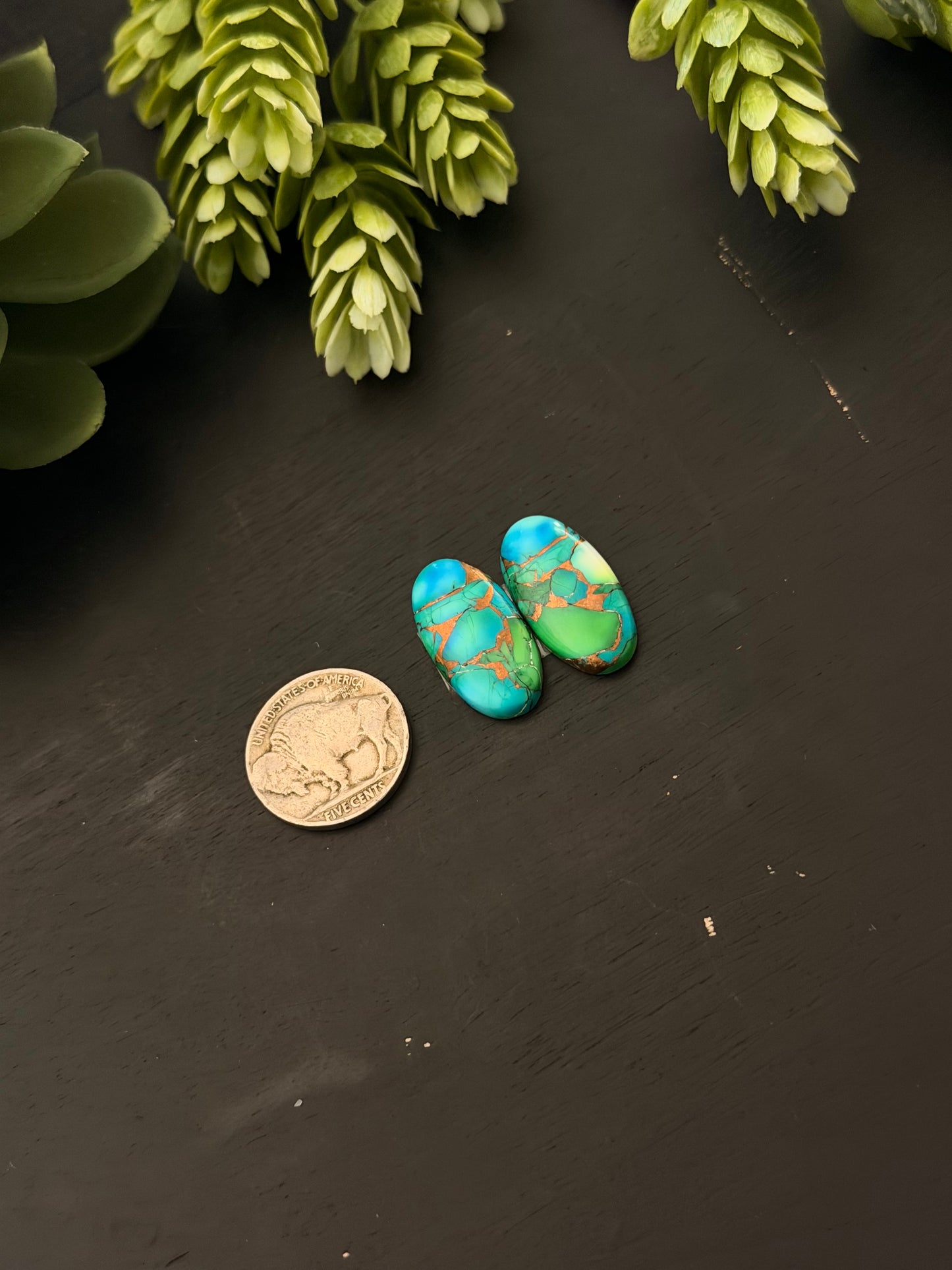 Peacock Dahlia Composite Earring Set