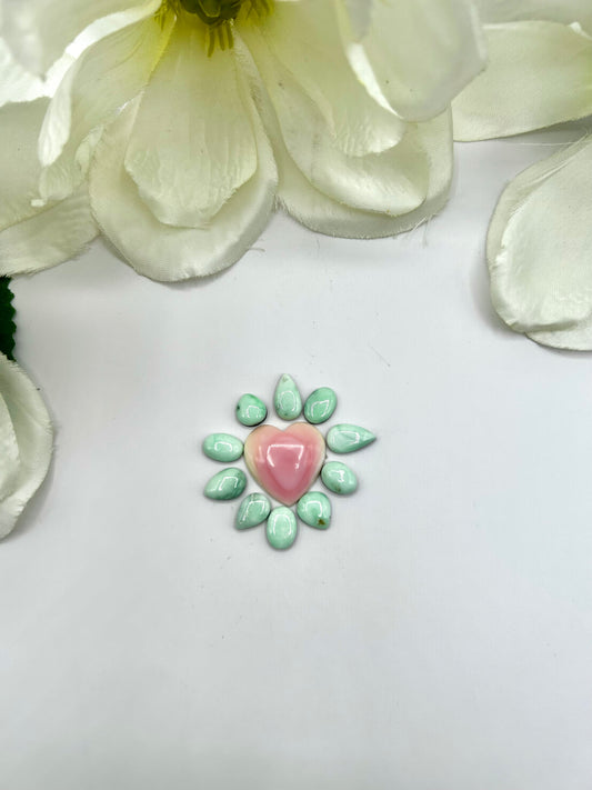 Paloma Variscite/Pink Conch Cabs