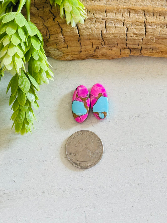 Cotton Candy Dahlia Composite Matching Earring Cabs