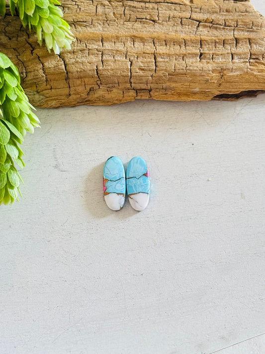 Cotton Candy Dahlia Composite Matching Earring Cabs