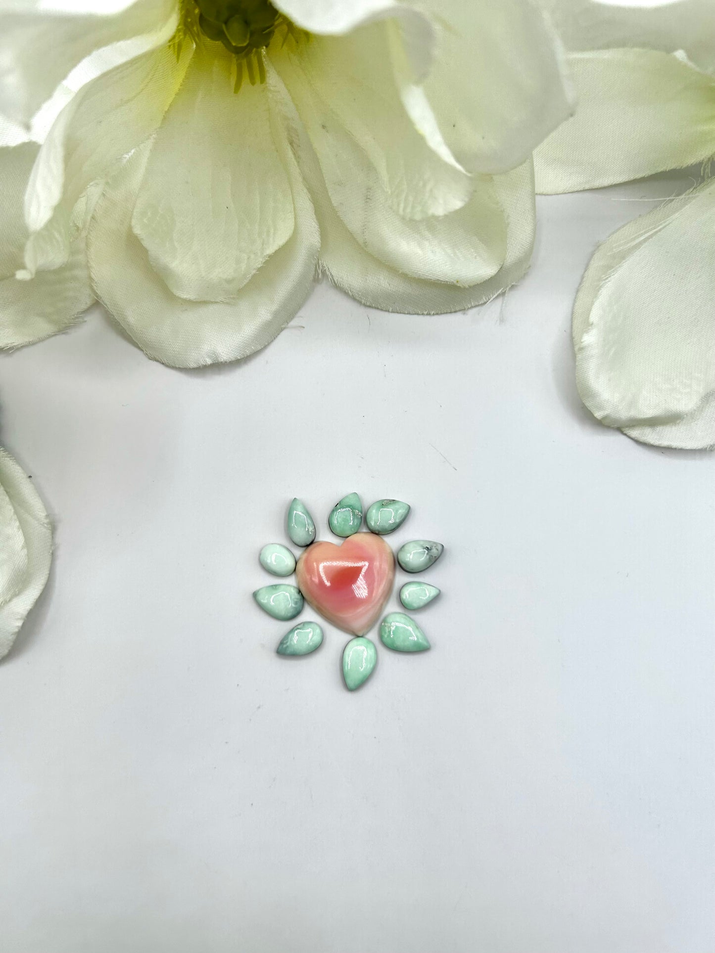 Paloma Variscite/Pink Conch Cabs
