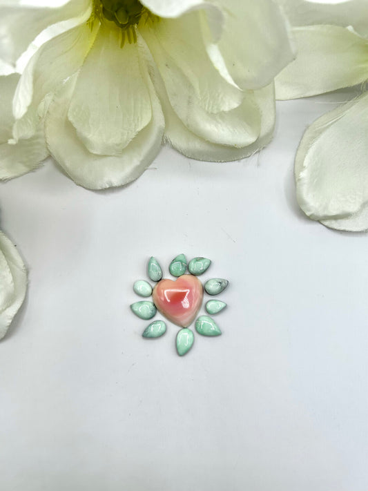 Paloma Variscite/Pink Conch Cabs