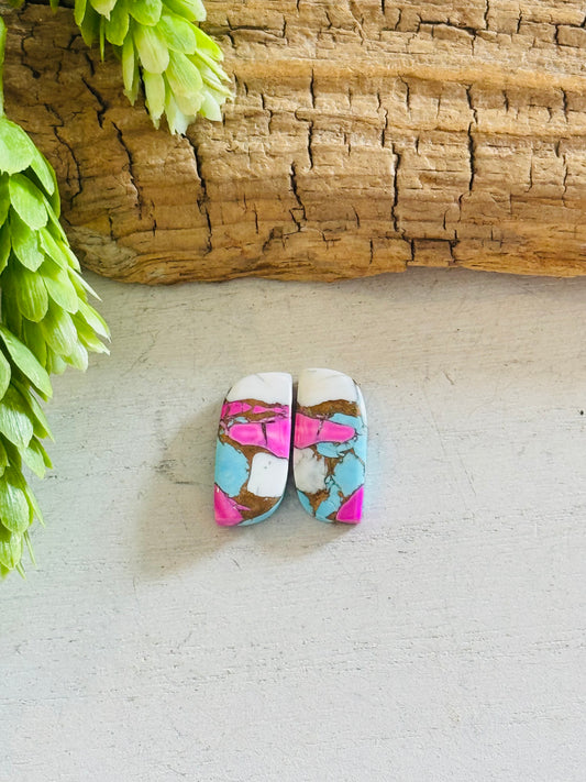 Cotton Candy Dahlia Composite Matching Earring Cabs