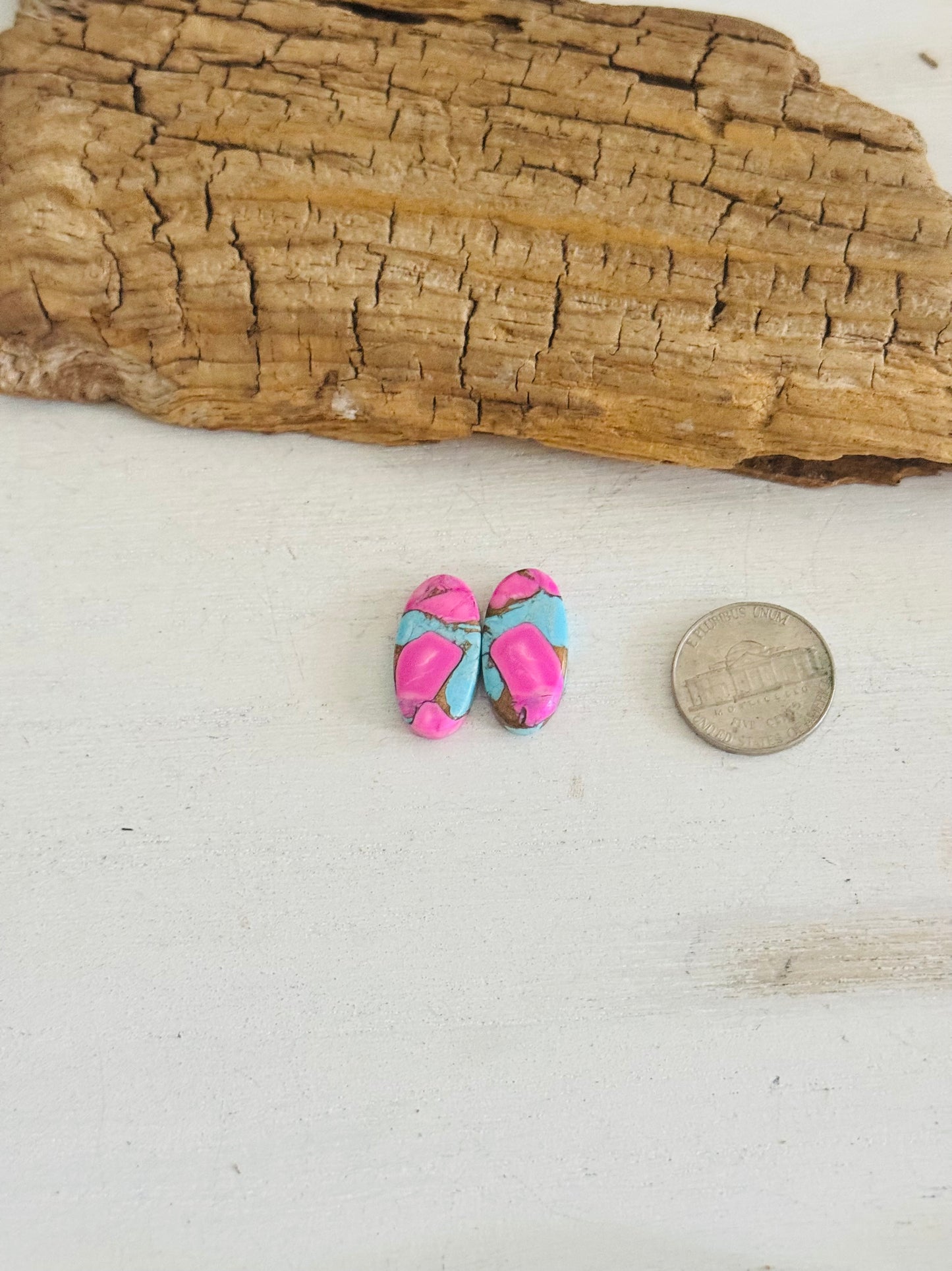 Cotton Candy Dahlia Composite Matching Earring Cabs