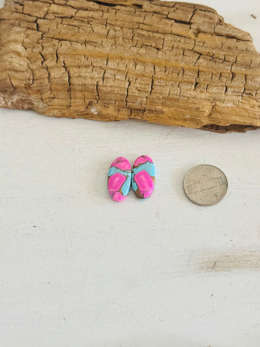 Cotton Candy Dahlia Composite Matching Earring Cabs
