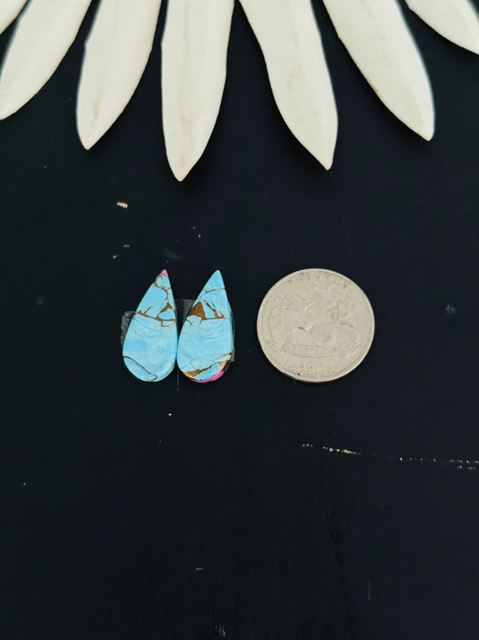 Cotton Candy Dahlia Composite Matching Earring Cabs