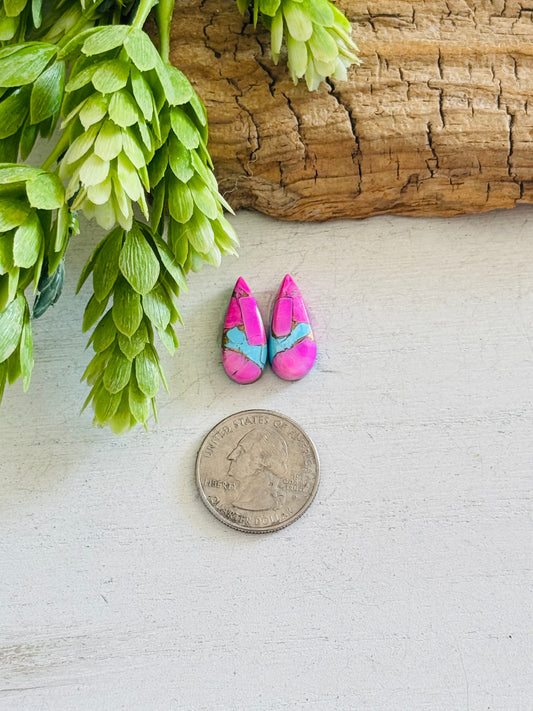 Cotton Candy Dahlia Composite Matching Earring Cabs