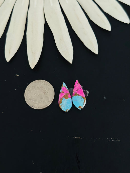 Cotton Candy Dahlia Composite Matching Earring Cabs