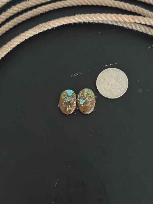 #8 Turquoise Earring Pair Cabs
