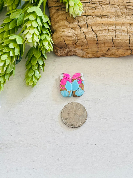 Cotton Candy Dahlia Composite Matching Earring Cabs