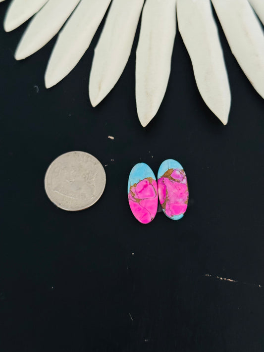 Cotton Candy Dahlia Composite Matching Earring Cabs