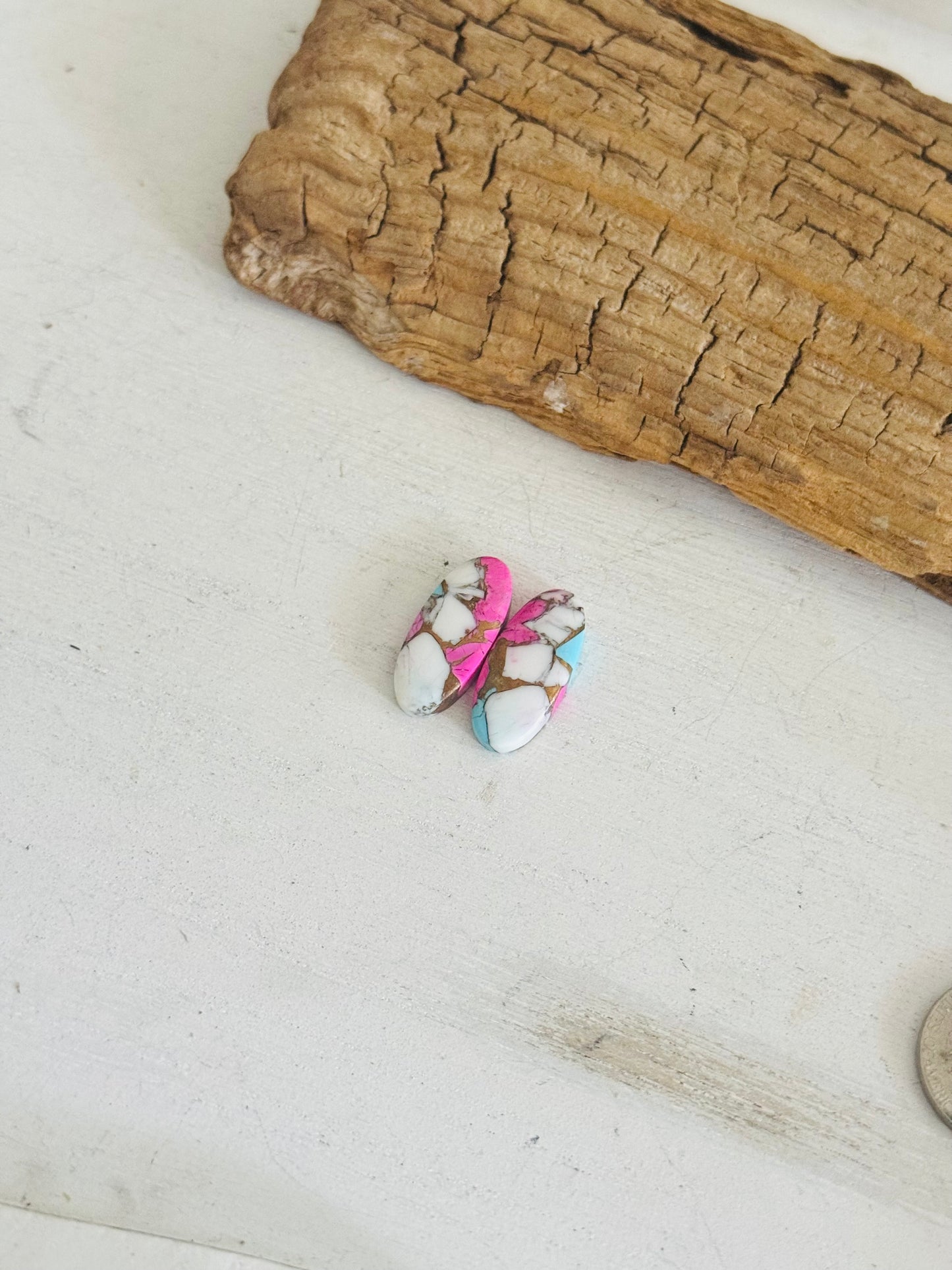 Cotton Candy Dahlia Composite Matching Earring Cabs