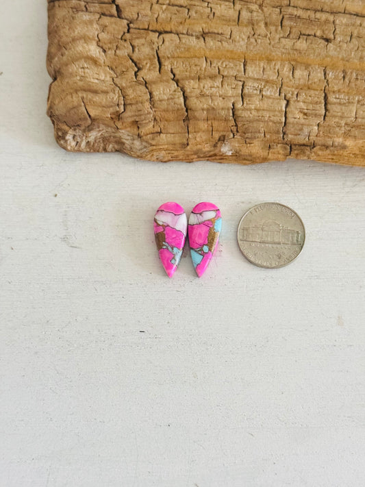 Cotton Candy Dahlia Composite Matching Earring Cabs
