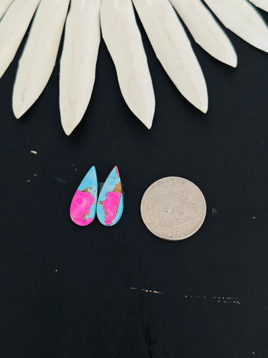 Cotton Candy Dahlia Composite Matching Earring Cabs