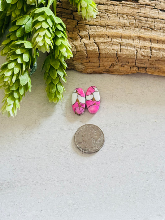 Cotton Candy Dahlia Composite Matching Earring Cabs