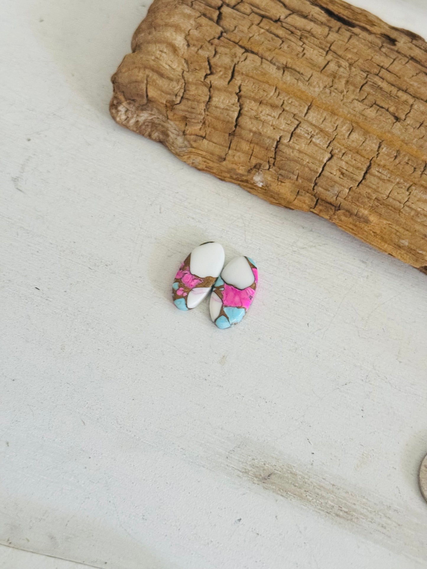 Cotton Candy Dahlia Composite Matching Earring Cabs