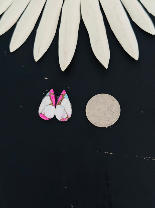 Cotton Candy Dahlia Composite Matching Earring Cabs