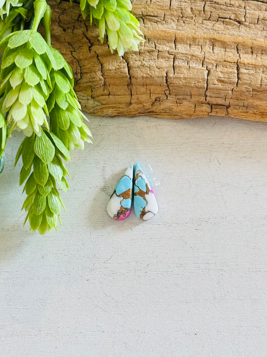 Cotton Candy Dahlia Composite Matching Earring Cabs