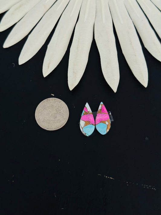 Cotton Candy Dahlia Composite Matching Earring Cabs