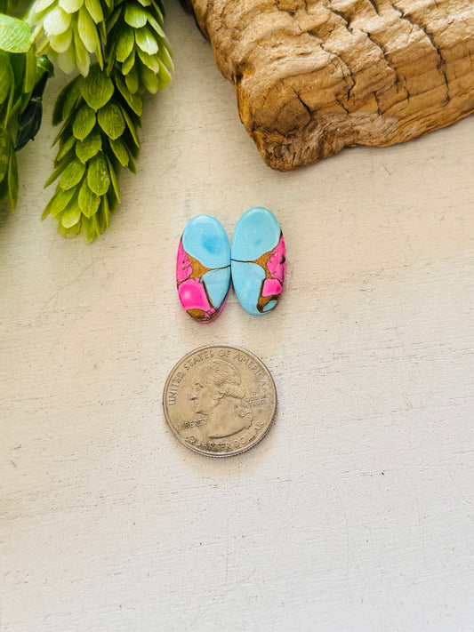 Cotton Candy Dahlia Composite Matching Earring Cabs