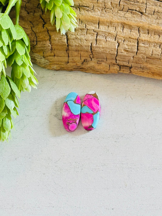 Cotton Candy Dahlia Composite Matching Earring Cabs