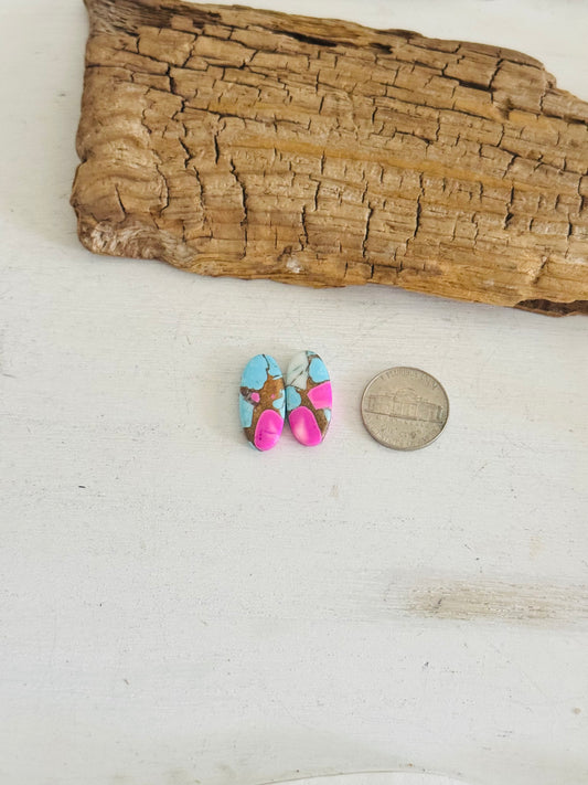 Cotton Candy Dahlia Composite Matching Earring Cabs