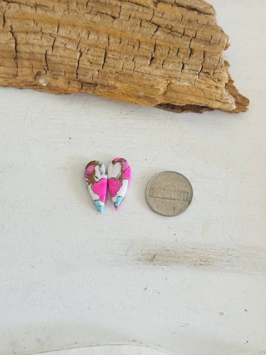 Cotton Candy Dahlia Composite Matching Earring Cabs