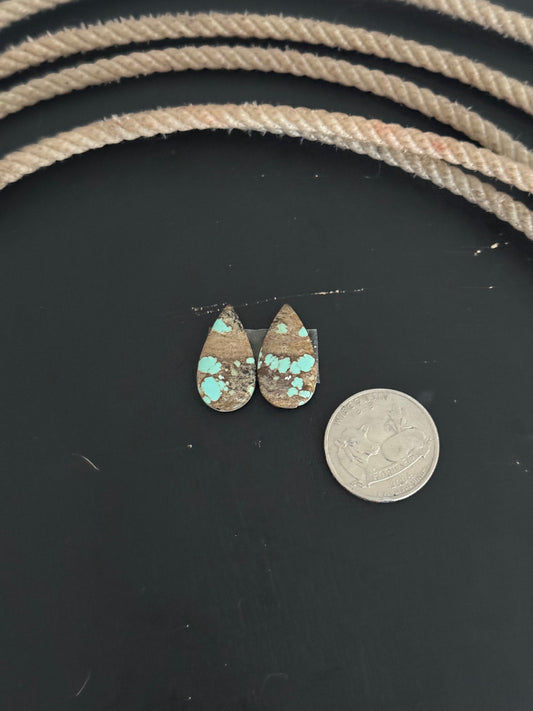 #8 Turquoise Earring Pair Cabs
