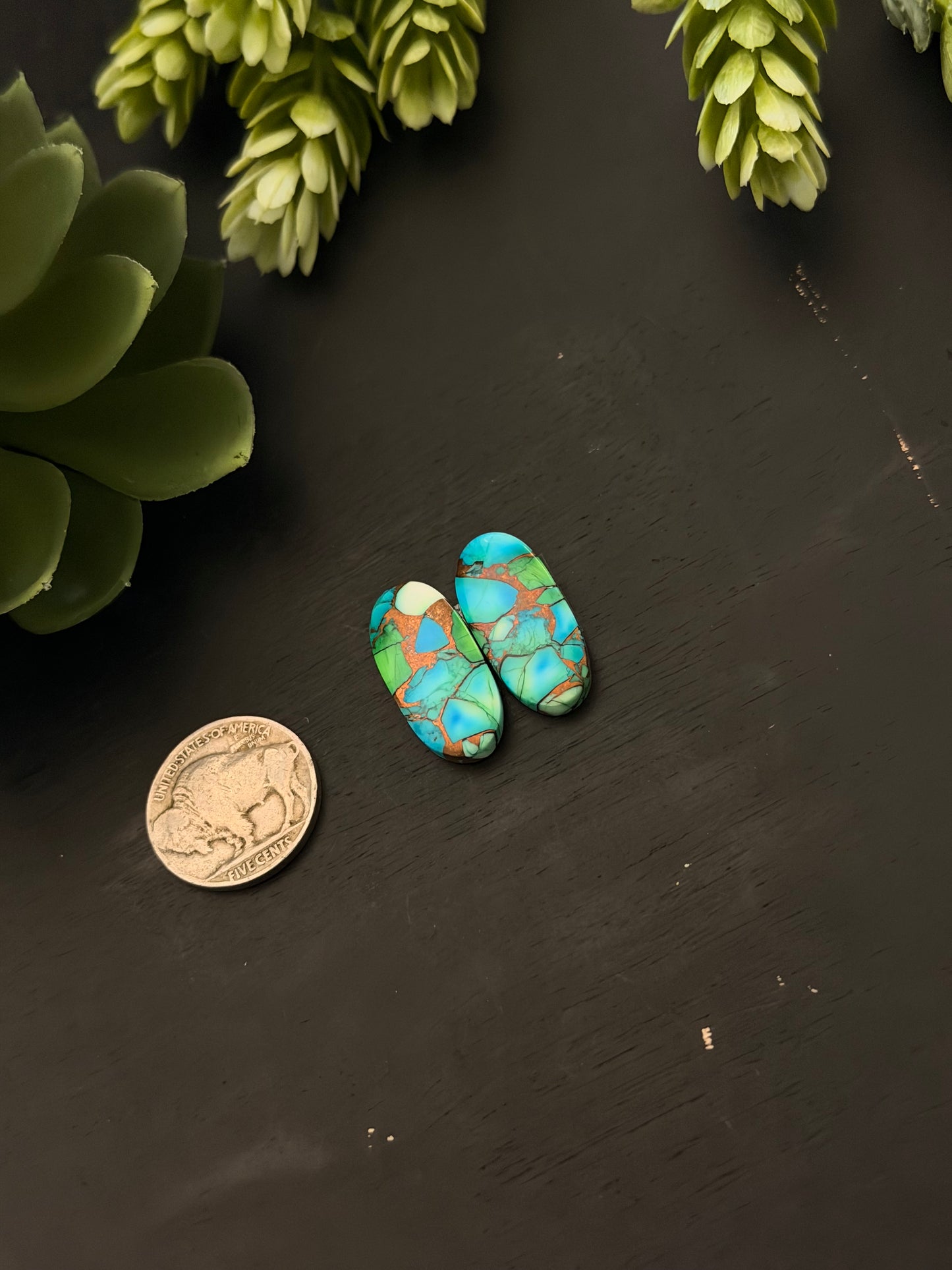 Peacock Dahlia Composite Earring Set