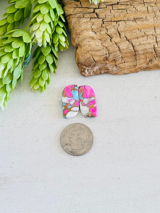 Cotton Candy Dahlia Composite Matching Earring Cabs
