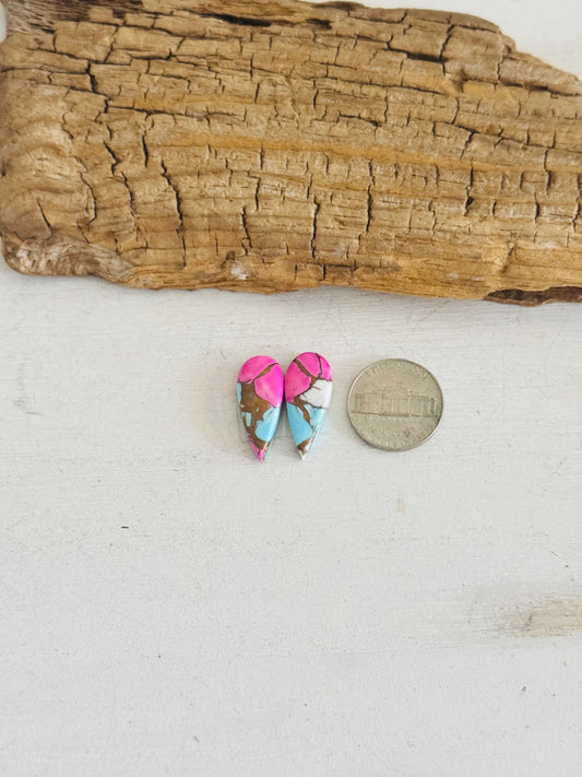 Cotton Candy Dahlia Composite Matching Earring Cabs